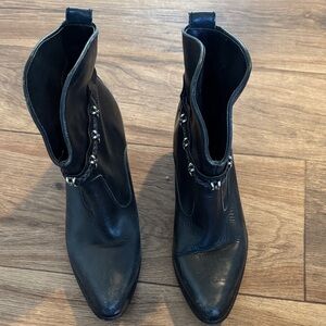 Dingo Black Leather Boots with Silver Details